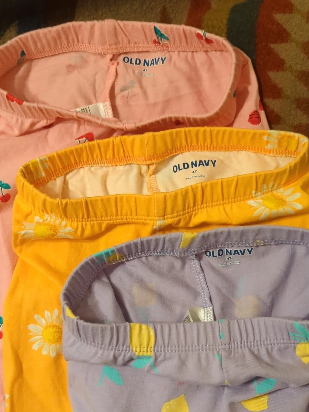 Old Navy Girls Leggings, Bright Prints, 4T